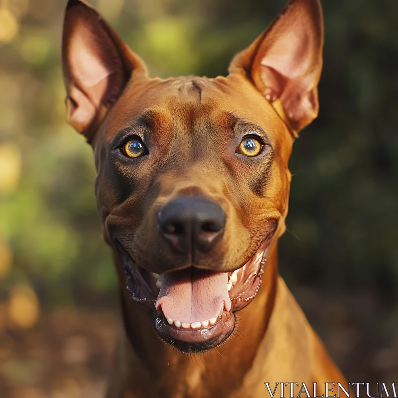 Joyful Brown Dog With Golden Eyes AI Image