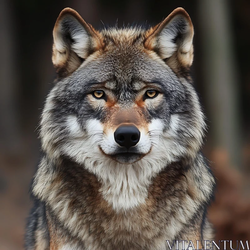 Wolf's Stare Animal Close-up AI Image