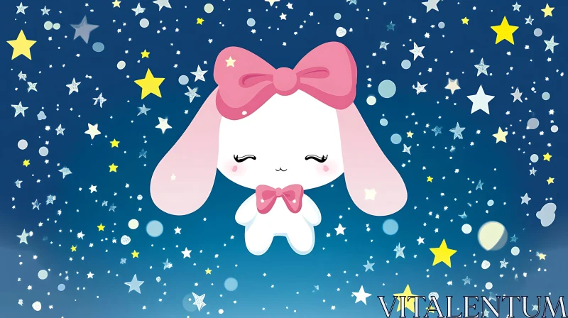 AI ART Starry Night Cartoon Rabbit Image