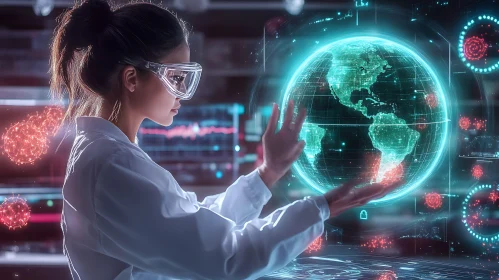 Tech Lab: Woman and Digital Globe
