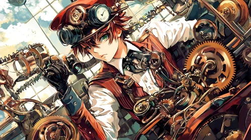 Anime Mechanic in Steampunk Setting