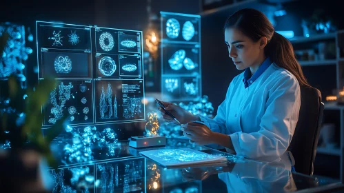 High Tech Science Laboratory with a Researcher