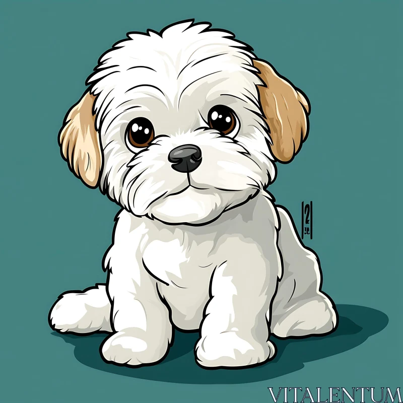 Cute Cartoon Puppy Drawing AI Image