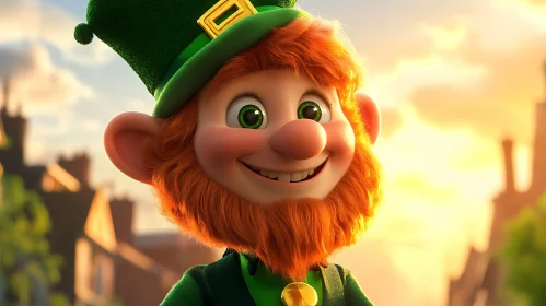 Cartoon Leprechaun with Ginger Beard