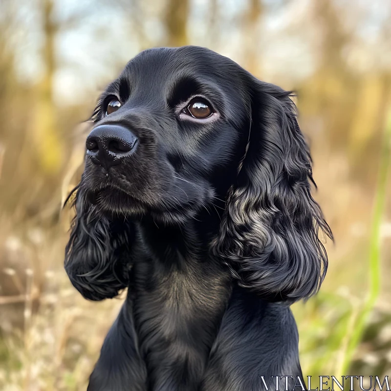 Expressive Black Dog in Nature AI Image