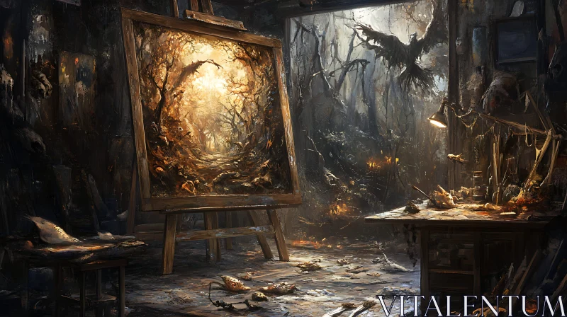 AI ART Dark Forest Art Studio Painting