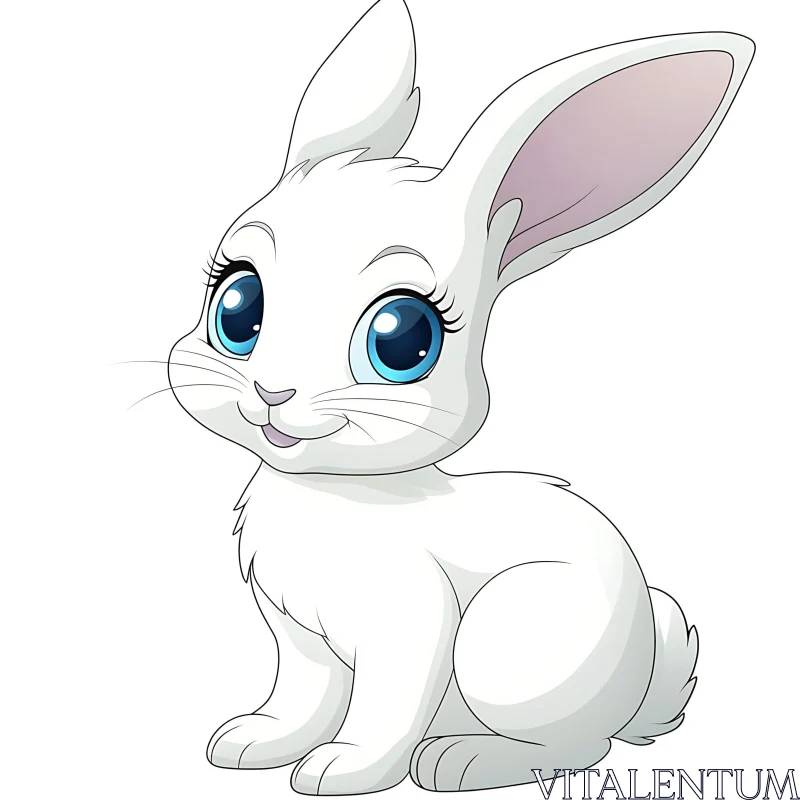 Charming Cartoon Rabbit with Blue Eyes AI Image