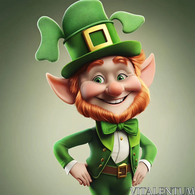 AI ART Charming Leprechaun Character with Ginger Beard