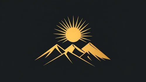 Mountain Peaks and Golden Sun Art