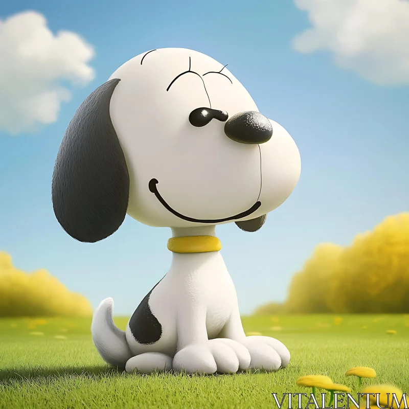 Animated Dog Enjoying a Sunny Day on the Grass AI Image