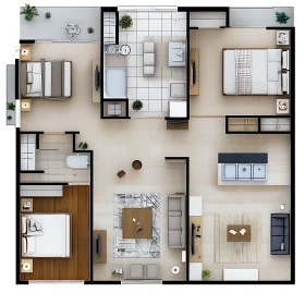 Detailed Layout of a Contemporary Apartment