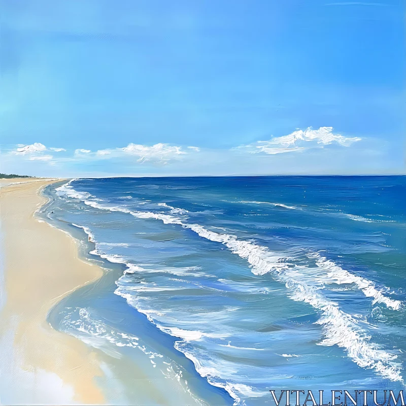 Coastal Serenity: Waves and Sandy Beach AI Image