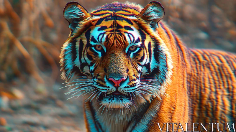 AI ART Intense Gaze of a Tiger in the Wild