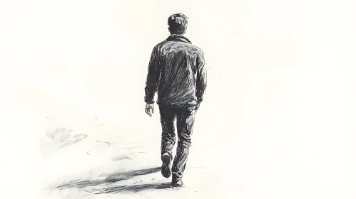 Man Walking Away: A Study in Monochrome