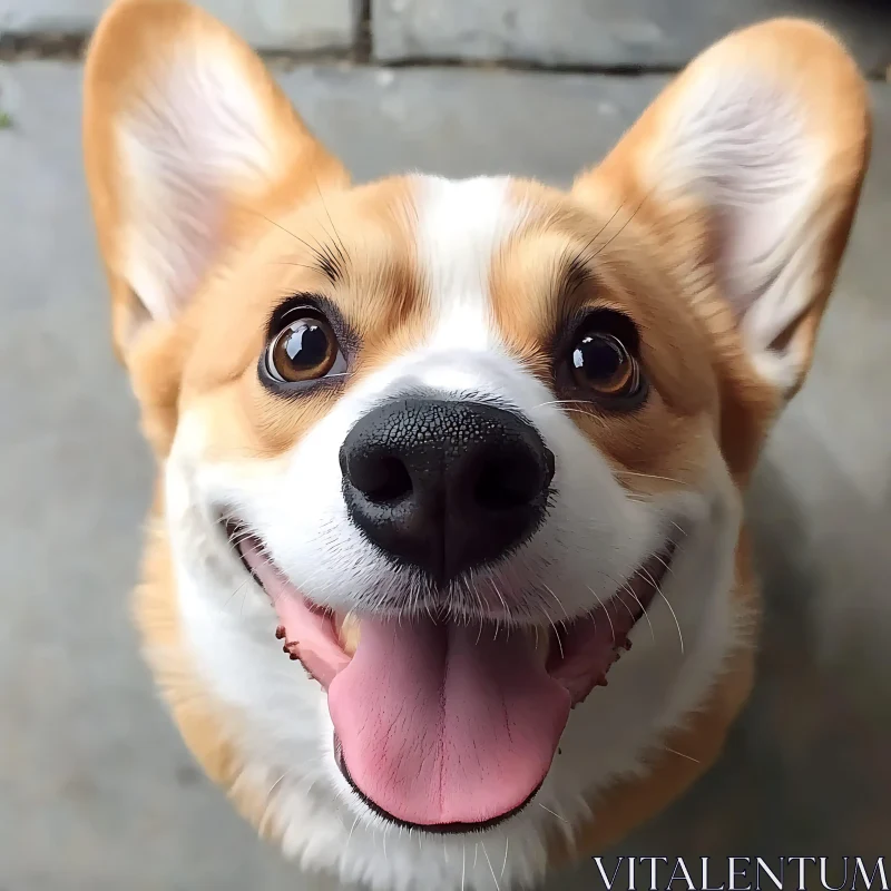 Happy Corgi Looking Up AI Image