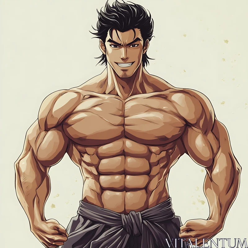 Powerful Anime Character with Impressive Physique AI Image