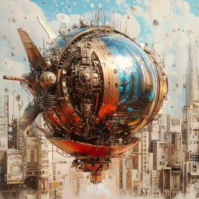 Advanced Spherical Device in a Sci-Fi City