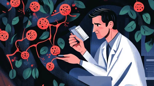 Lab Research on Berry Plant by Scientist