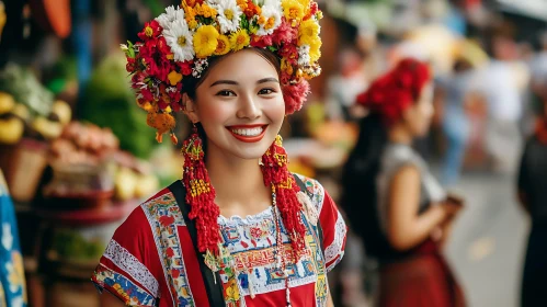 Woman in Traditional Floral Crown