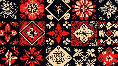 Red and Beige Floral Ornament Design