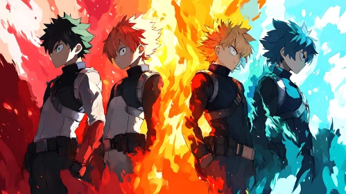 Anime Heroes in Fire and Ice Split