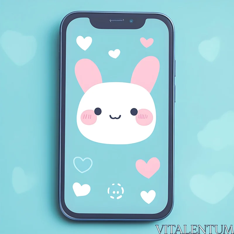 Cute Bunny Phone Wallpaper AI Image