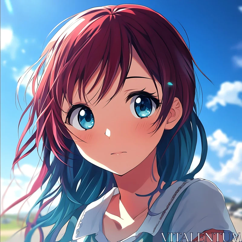 Portrait of Anime Girl with Vivid Hair Colors AI Image