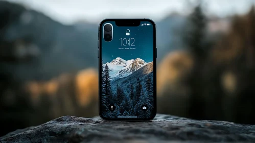 Mobile Phone with Winter Scenery