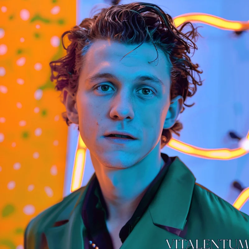 AI ART Tom Holland Neon Art Portrait