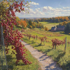 Scenic Vineyard Landscape in Fall