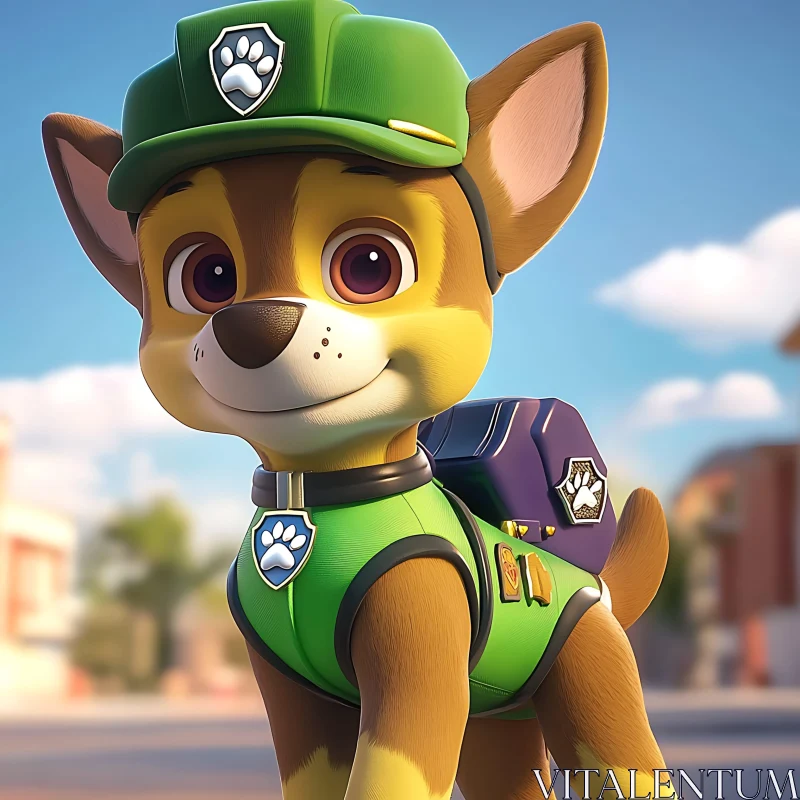 Charming Animated Pup with Backpack AI Image