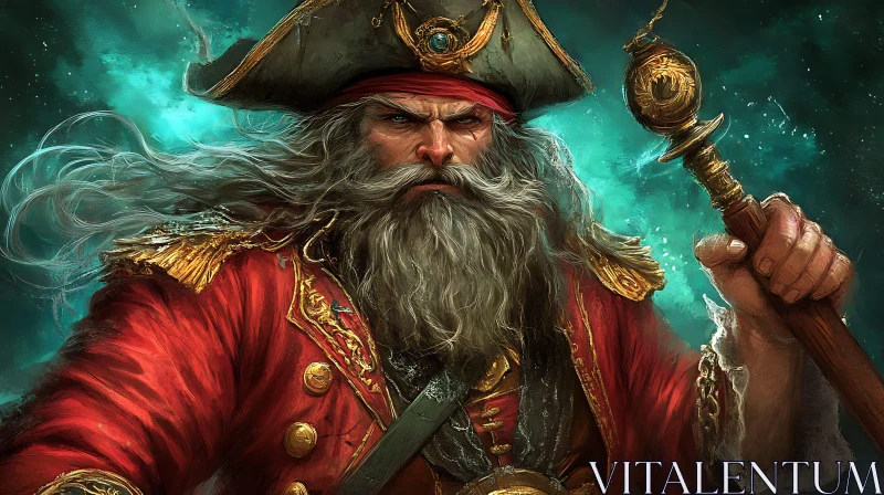 AI ART Pirate Captain with Intense Gaze