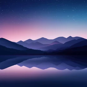 Starry Night Mountain Lake Scenery