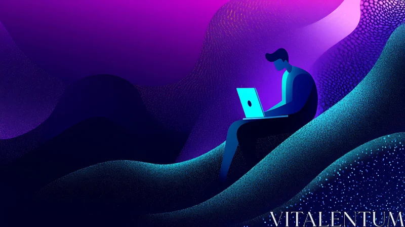 AI ART Stylized Tech Worker in Abstract Landscape