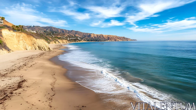 AI ART Coastal Seascape with Sandy Beach