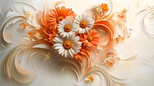 Delicate Abstract Daisies in Pastel Swirls