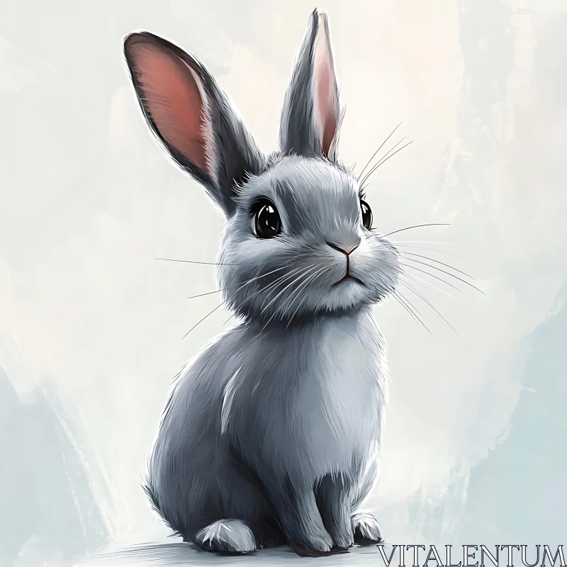 Grey Bunny Portrait AI Image