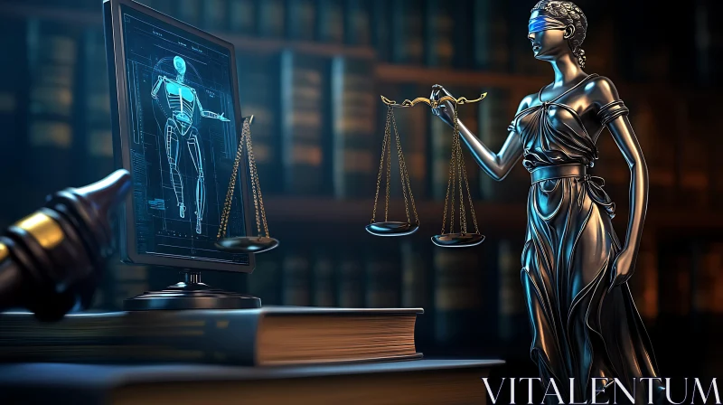 Lady Justice and the AI Robot AI Image