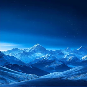 Tranquil Blue Mountain Landscape at Night