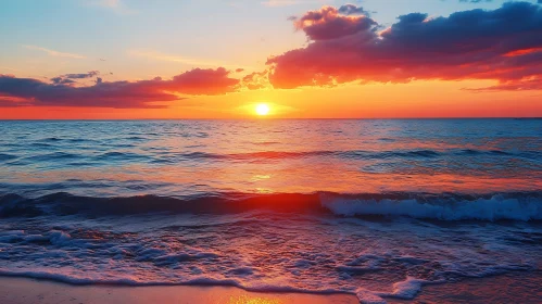 Serene Sunset Over the Calm Ocean Waves