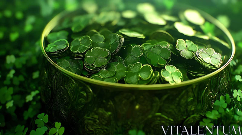 Overflowing Luck: A Shamrock Pot AI Image