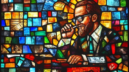 Colorful Mosaic Portrait of a Man