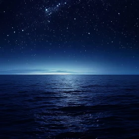 Ocean at Night Under Stars