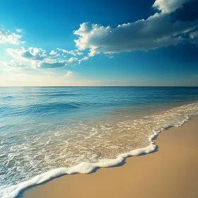 Seascape with Waves and Sandy Beach