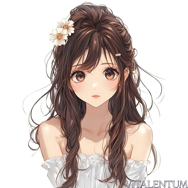 Expressive Anime Girl Illustration AI Image