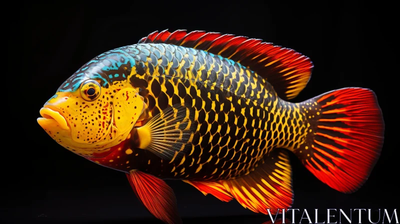 Large Tropical Fish Against Dark Amber and Bronze Backdrop AI Image