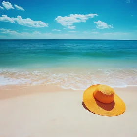 Yellow Hat on Sandy Beach