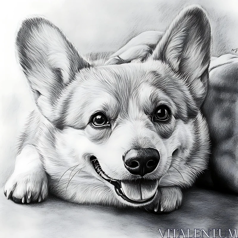 Intricate Corgi Dog Illustration AI Image