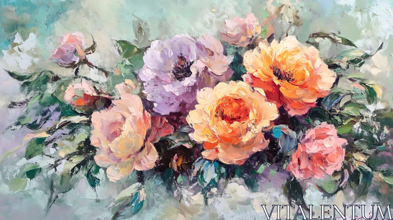 Roses in Bloom Oil Painting AI Image