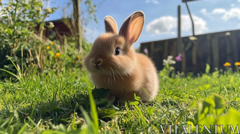 Adorable Rabbit in a Sunny Field AI Image